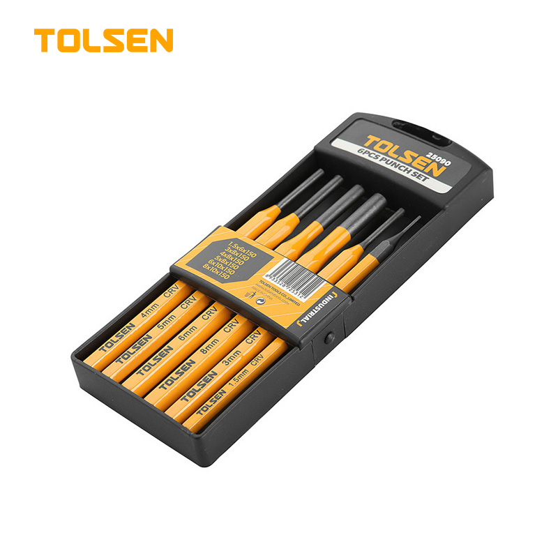 Tolsen 6Pcs Nail Punch Tool Set with Case (HRC56-62) Model:25090