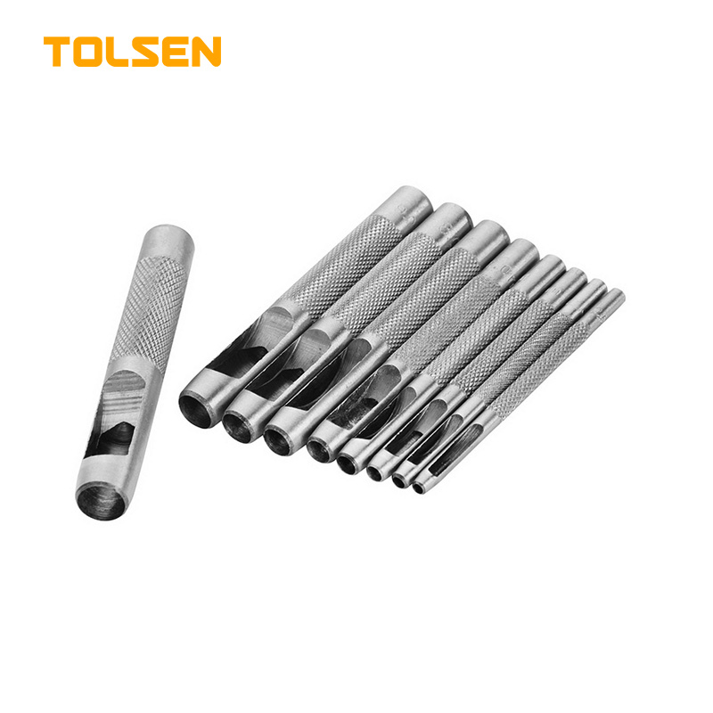 TOLSEN 25093 Hole Leather Puncher Craft Set | 9 Pcs | Carbon Steel | Hardened | Sizes 2.5-10mm | Model: 25093