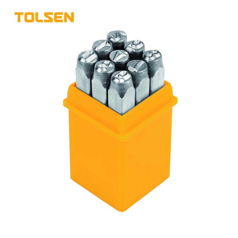 TOLSEN 25094 9Pcs Steel Number Punch Set | 3mm | Hardened Carbon Steel | Sandblasted Finish | Model: 25094
