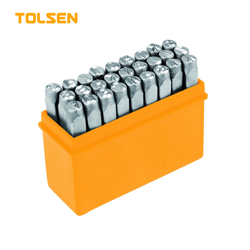 TOLSEN 25101 27Pcs Steel Letter Punch Stamp Set , 3mm, Hardened Carbon Steel | Sandblasted Finish | Model: 25101
