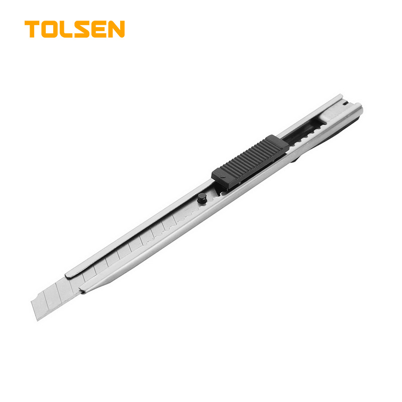 TOLSEN 30005 Snap-off Cutter | Stainless Steel Case | 9×80mm Blade | Flat Push Button | Model: 30005