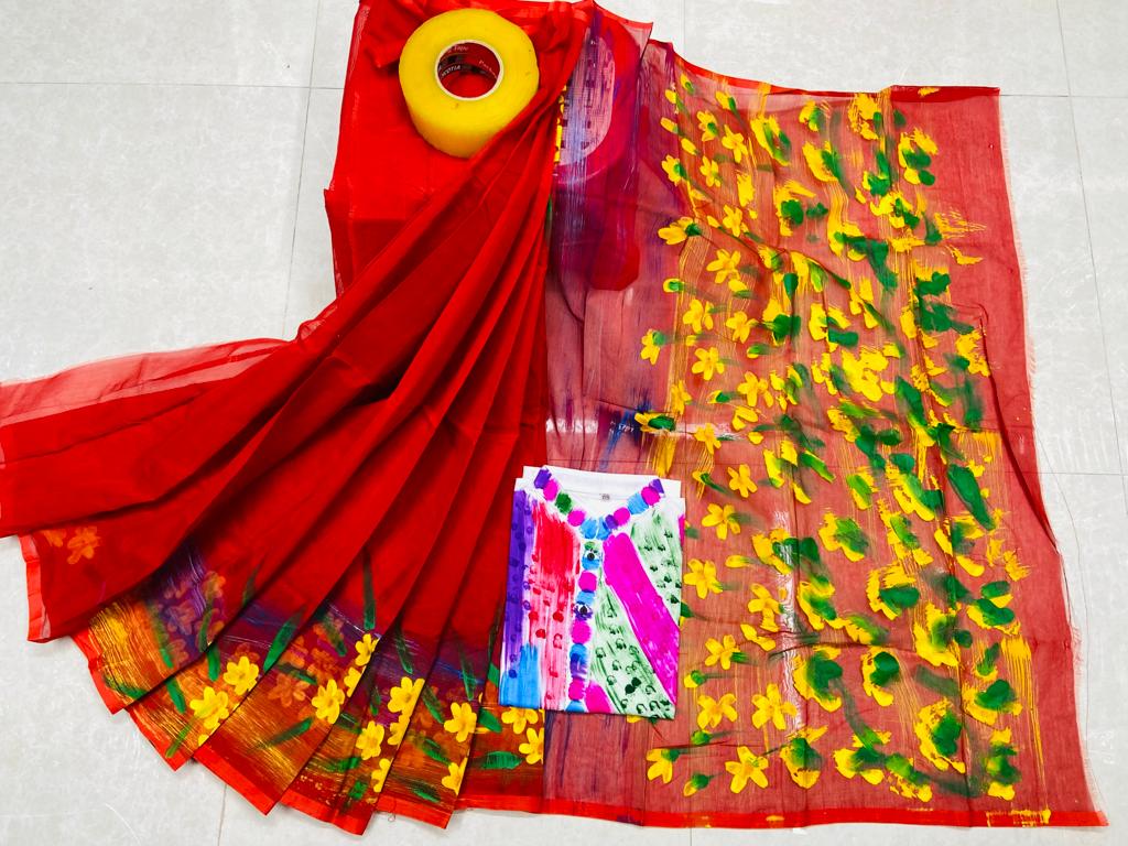 Hand Print Sharee Panjabi Couple Set_img_11
