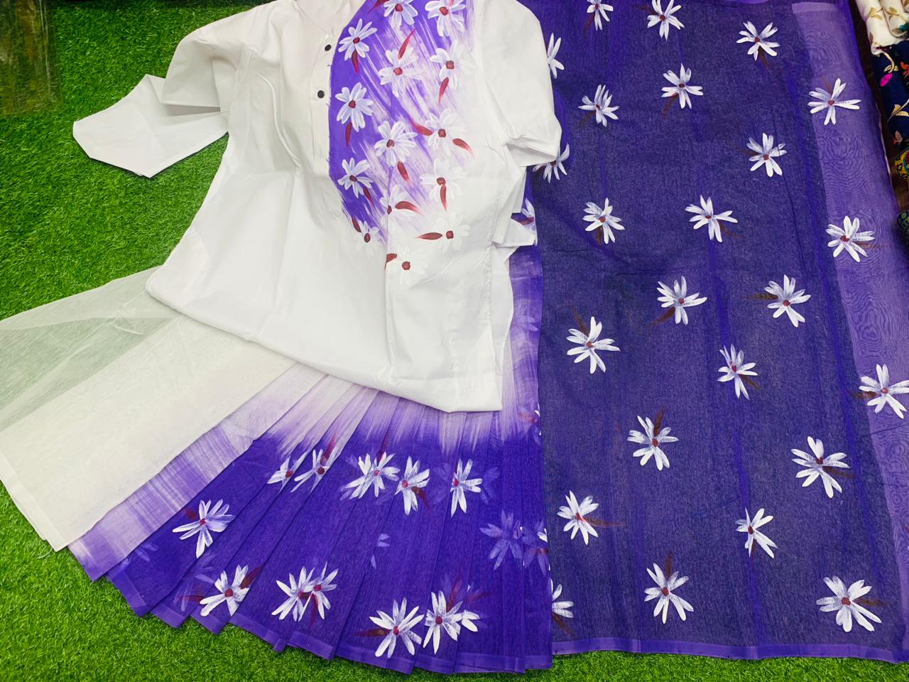 Hand Print Sharee Panjabi Couple Set_img_12
