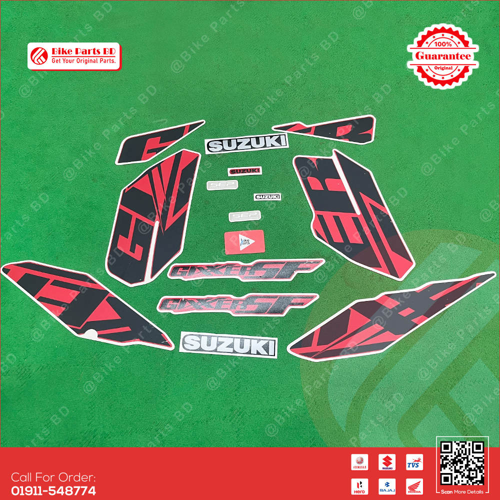 Full Set Sticker for Suzuki Gixxer SF (New Model Red Color) bike. thumbnail 2