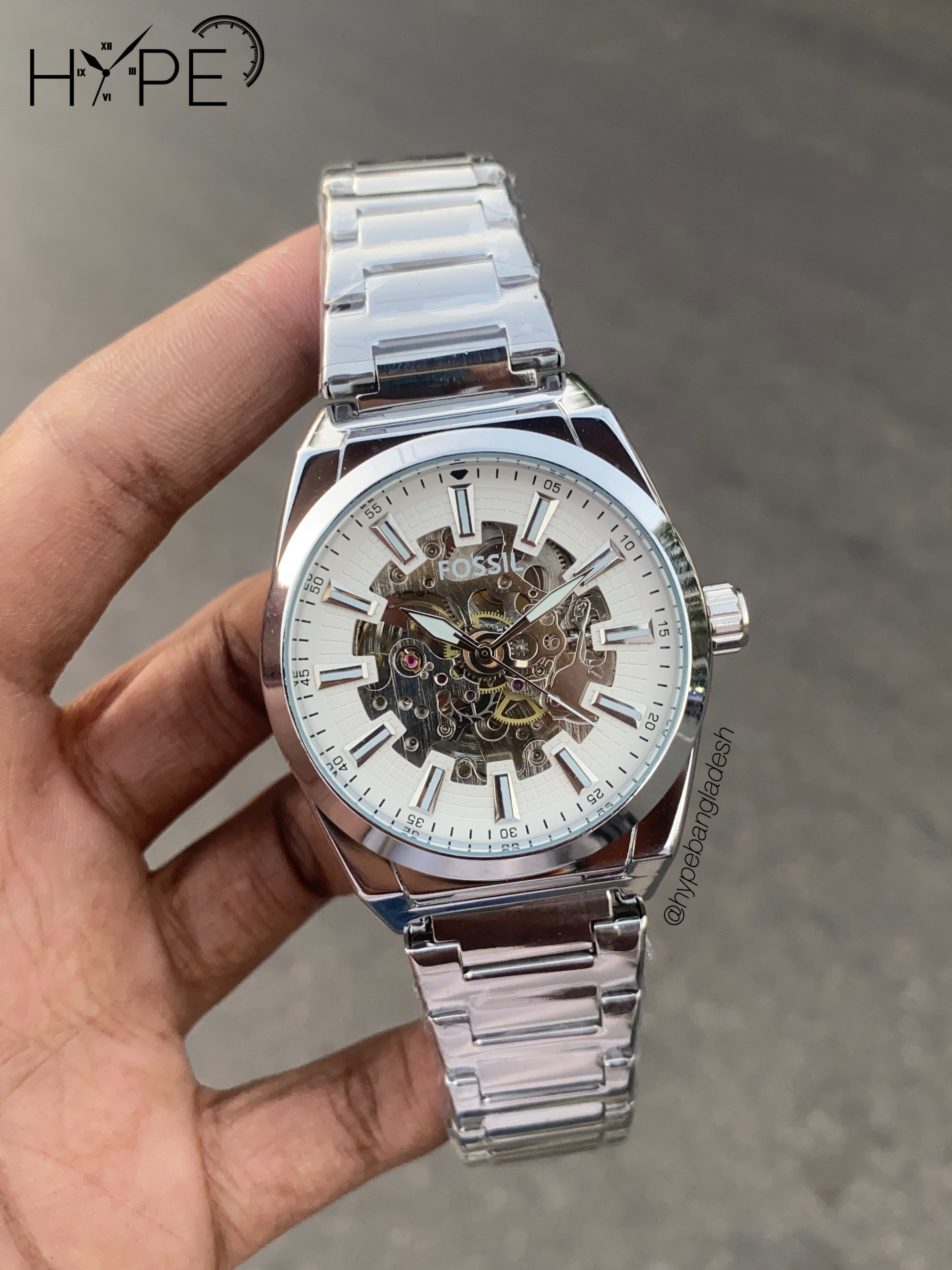 F0SSIL automatic mechanical watch (Silver)
