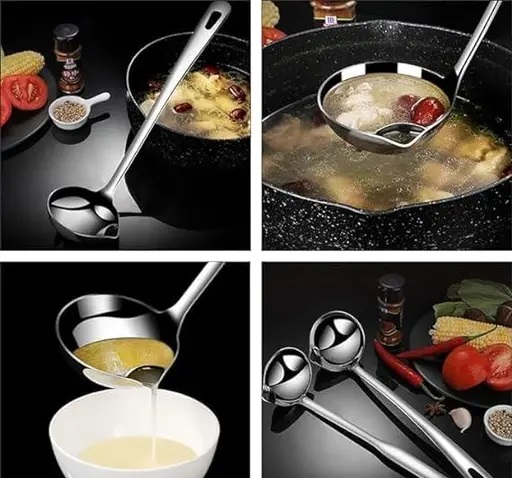 1 pcs Stainless Steel Oil Strainer Spoon – Fat Separator & Oil Filtering Ladle for Clear Soup | Price in BD_img_0