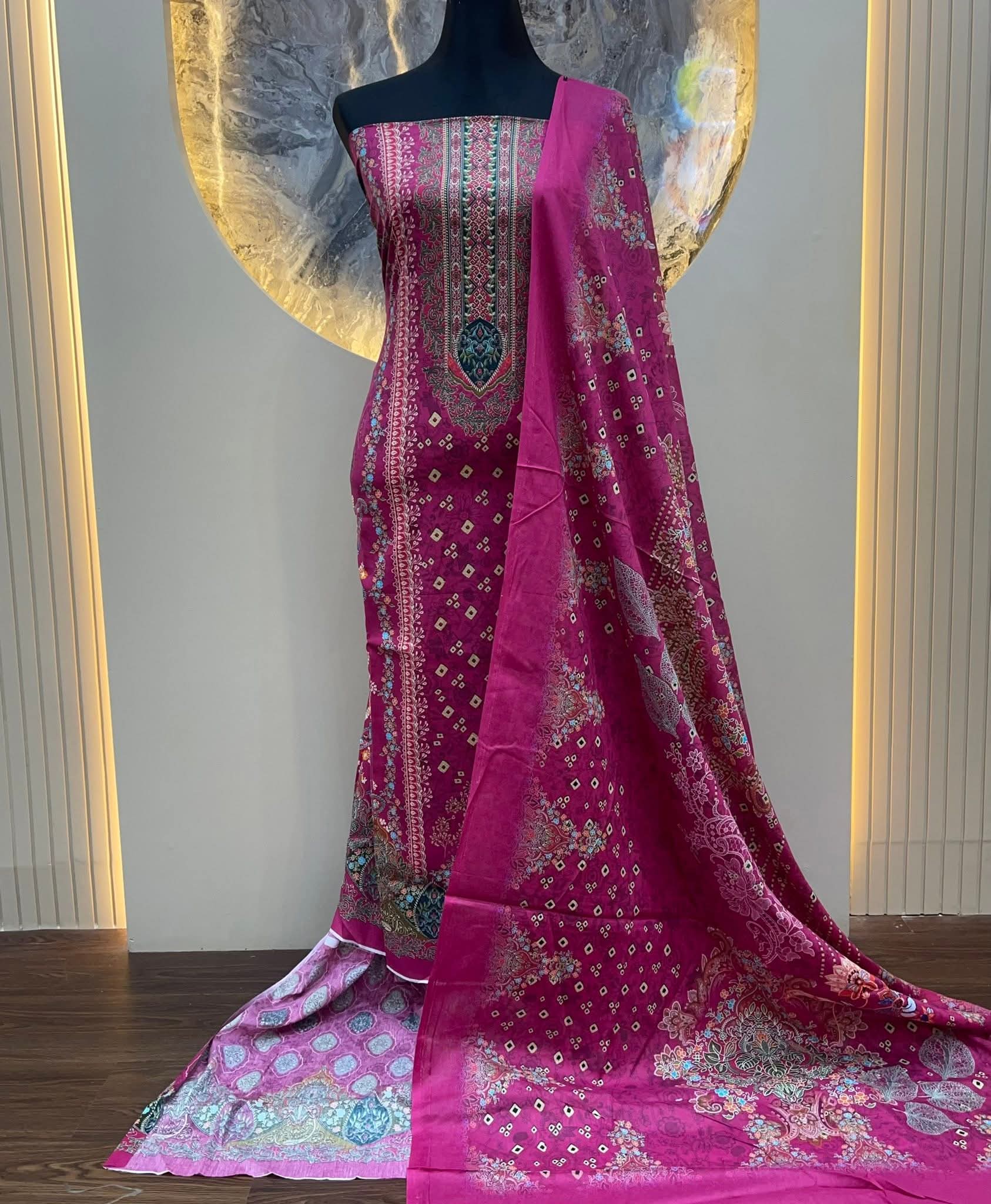 জমজম সুইস লোন প্রিমিয়াম থ্রি পিস (Unstitched)