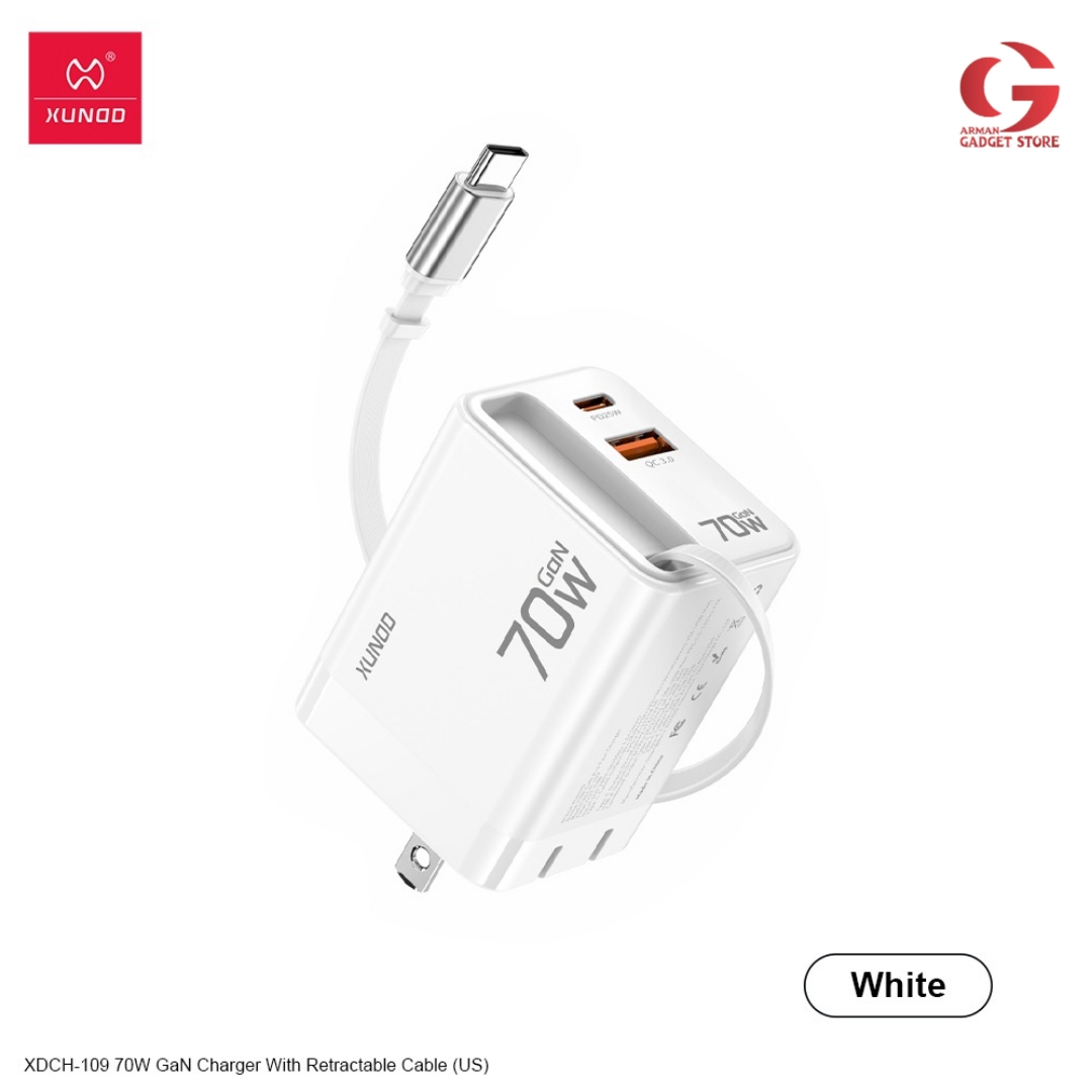 XUNDD XDCH-109 70W GaN Fast Charger With Build In Retractable Charging Cable_img_1