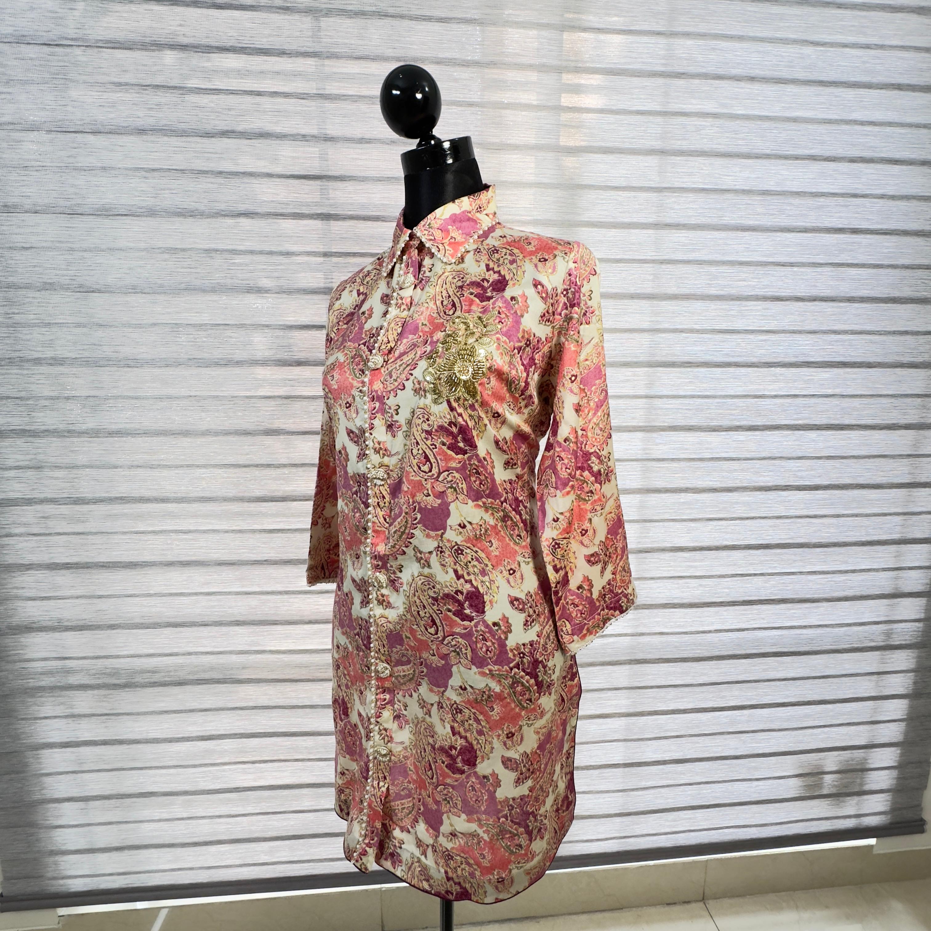 Vintage Paisley Print Shirt Dress - Image 3