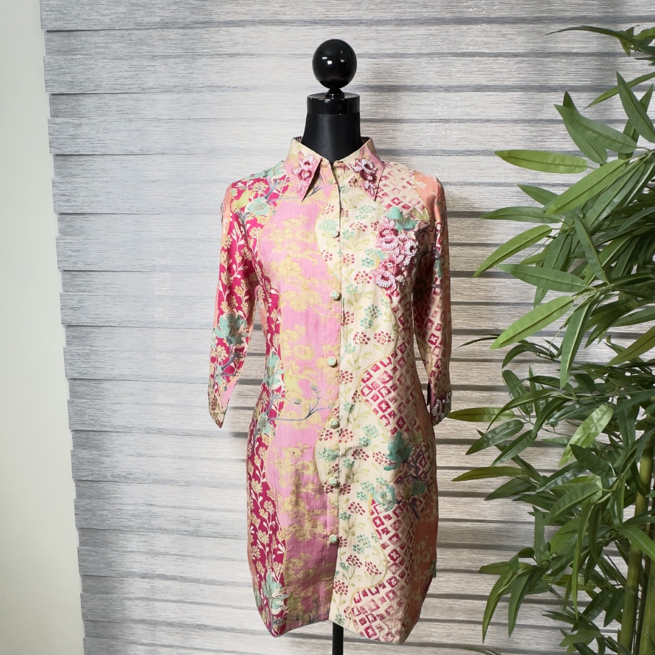 Vintage Bloom Patchwork Shirt Dress Cord Set - Image 1