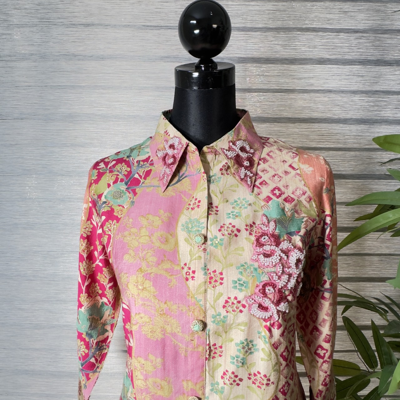 Vintage Bloom Patchwork Shirt Dress Cord Set - Image 2