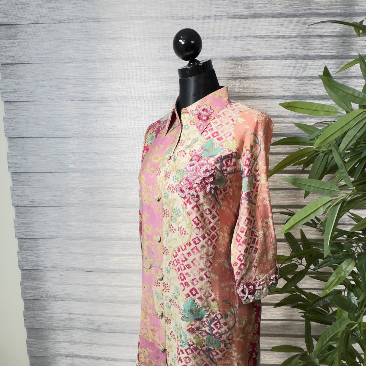 Vintage Bloom Patchwork Shirt Dress Cord Set - Image 3