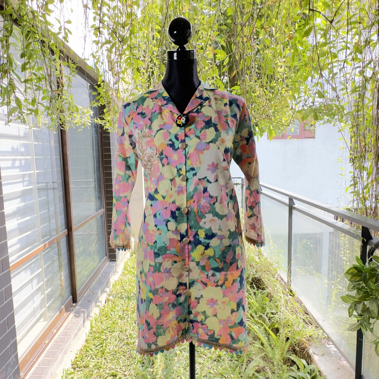 Pastel Floral Button-Down Tunic - Image 1