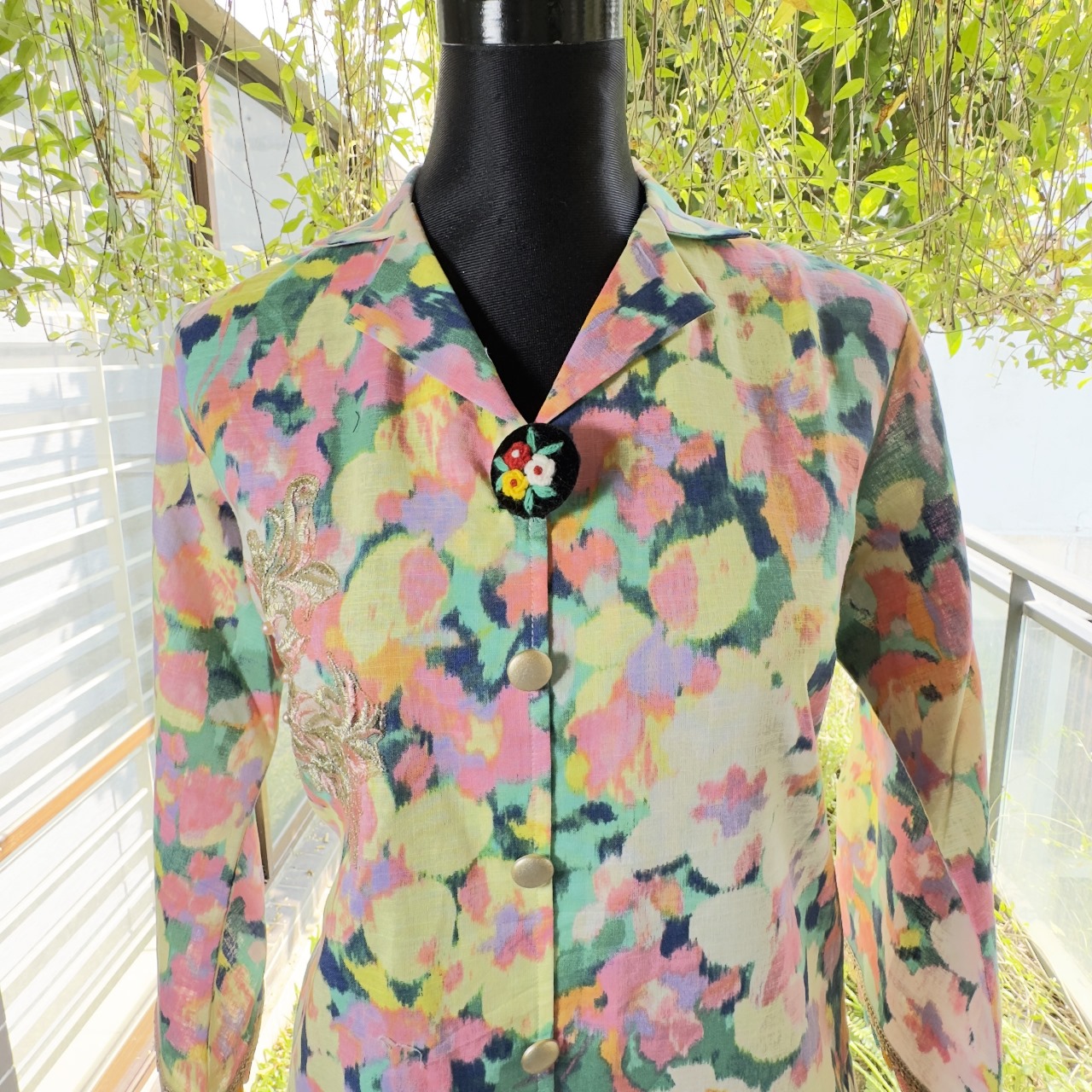 Pastel Floral Button-Down Tunic - Image 2