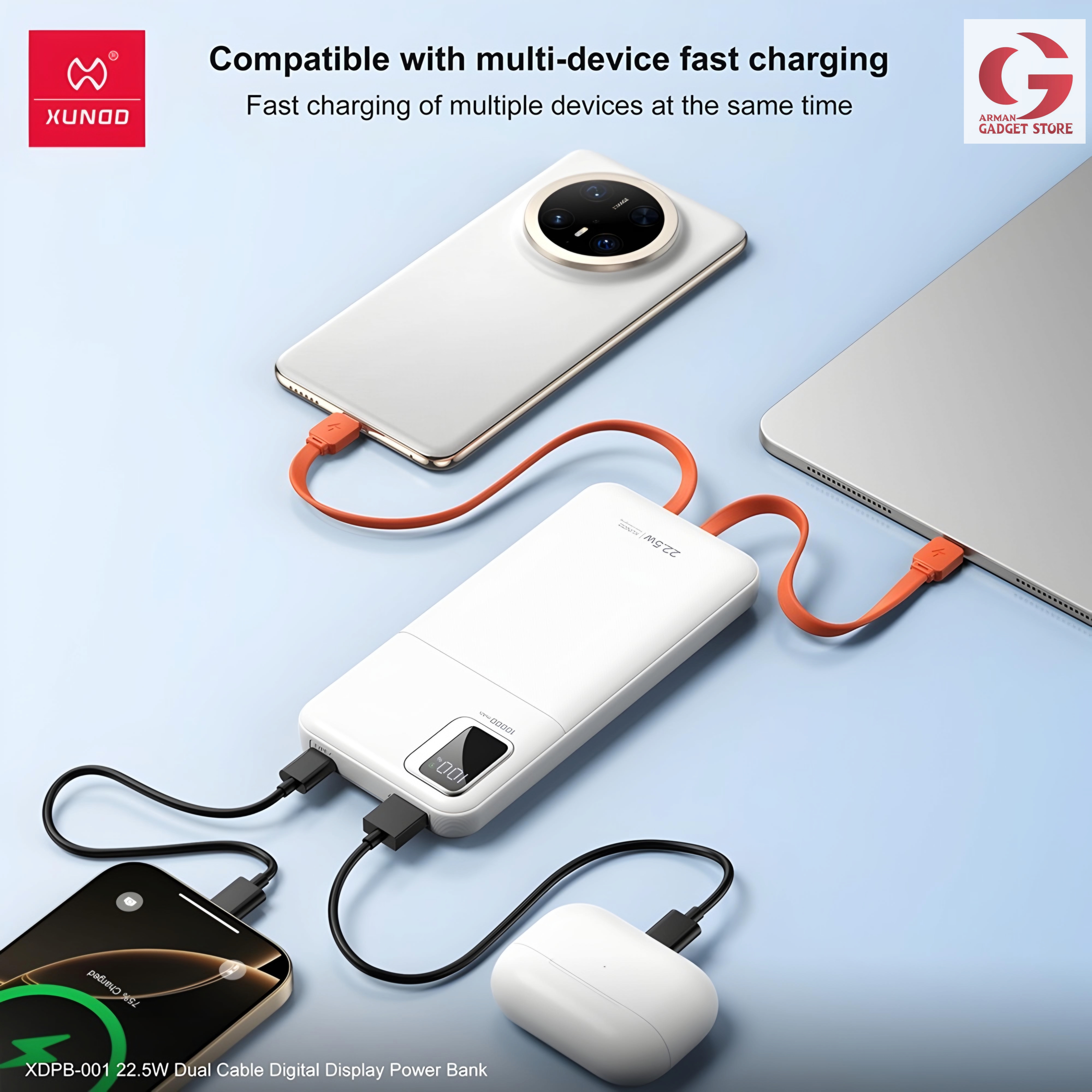 XUNDD XDPB‑001 22.5 W 10 000 mAh Digital Display Fast‑Charging Power Bank_img_4