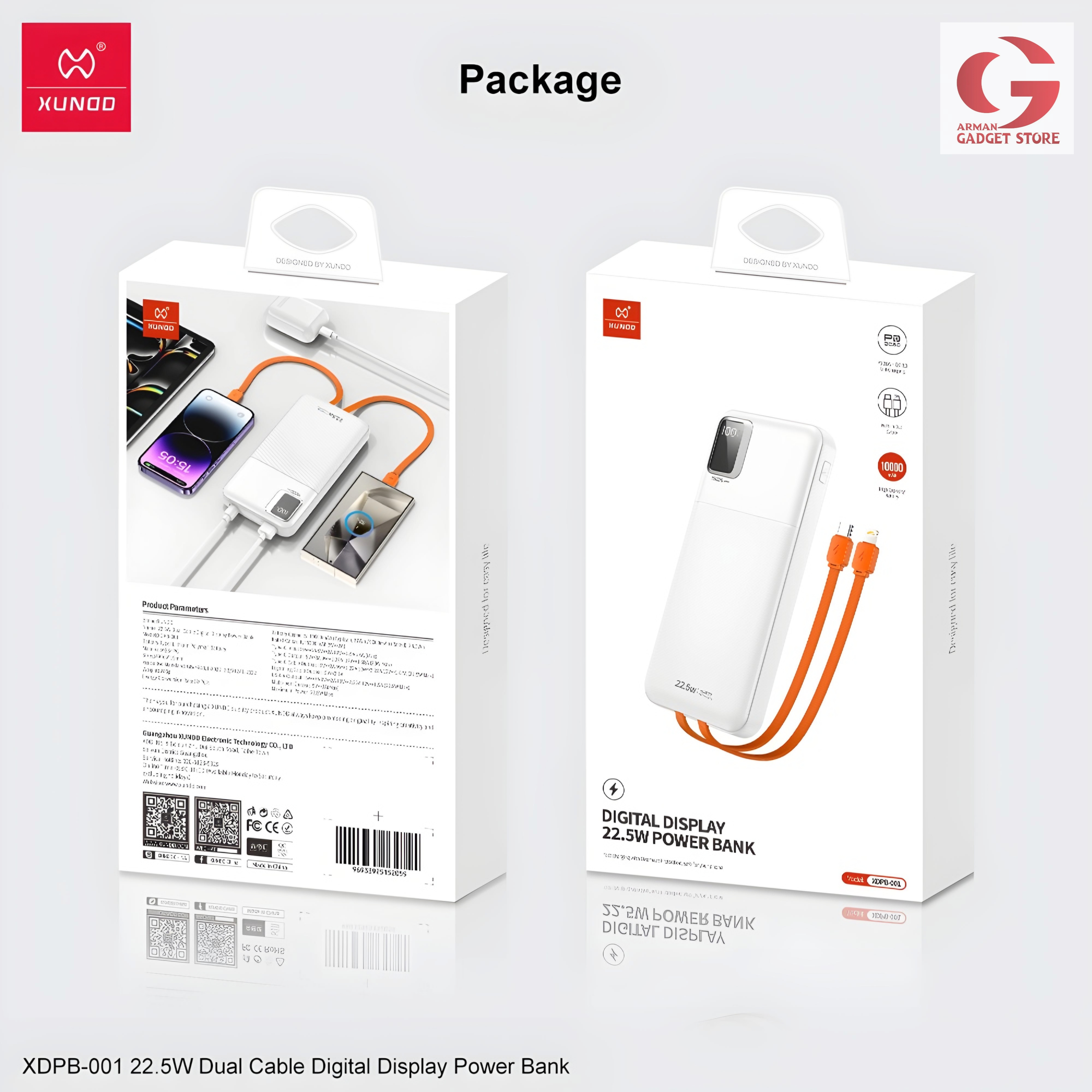 XUNDD XDPB‑001 22.5 W 10 000 mAh Digital Display Fast‑Charging Power Bank_img_2