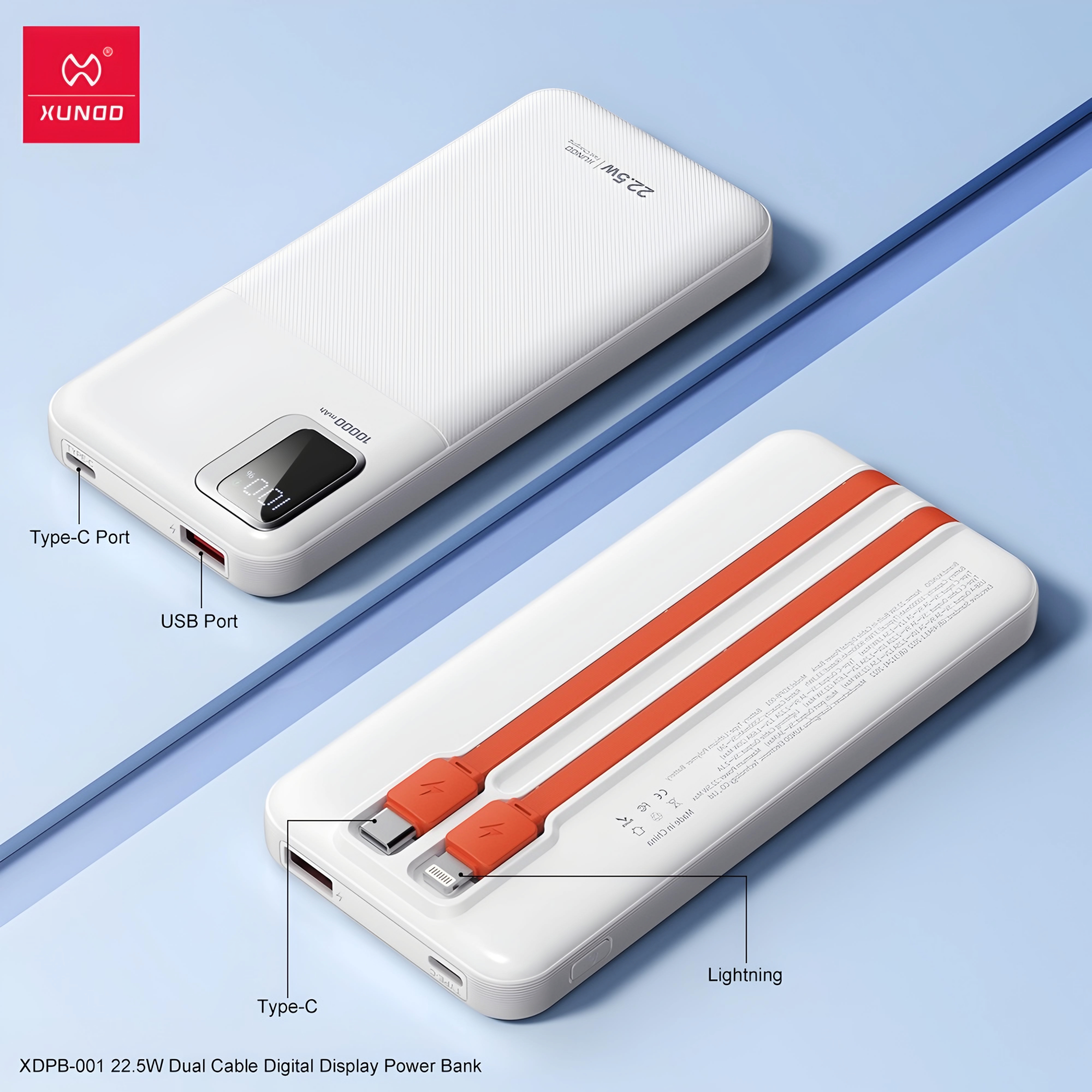 XUNDD XDPB‑001 22.5 W 10 000 mAh Digital Display Fast‑Charging Power Bank_img_3
