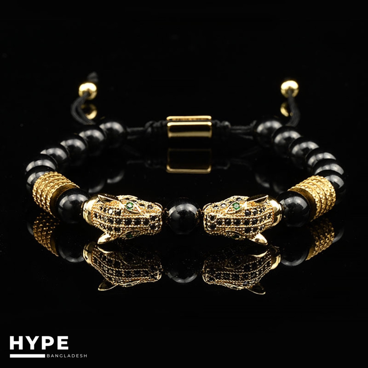 Double Leopard beaded bracelet for men