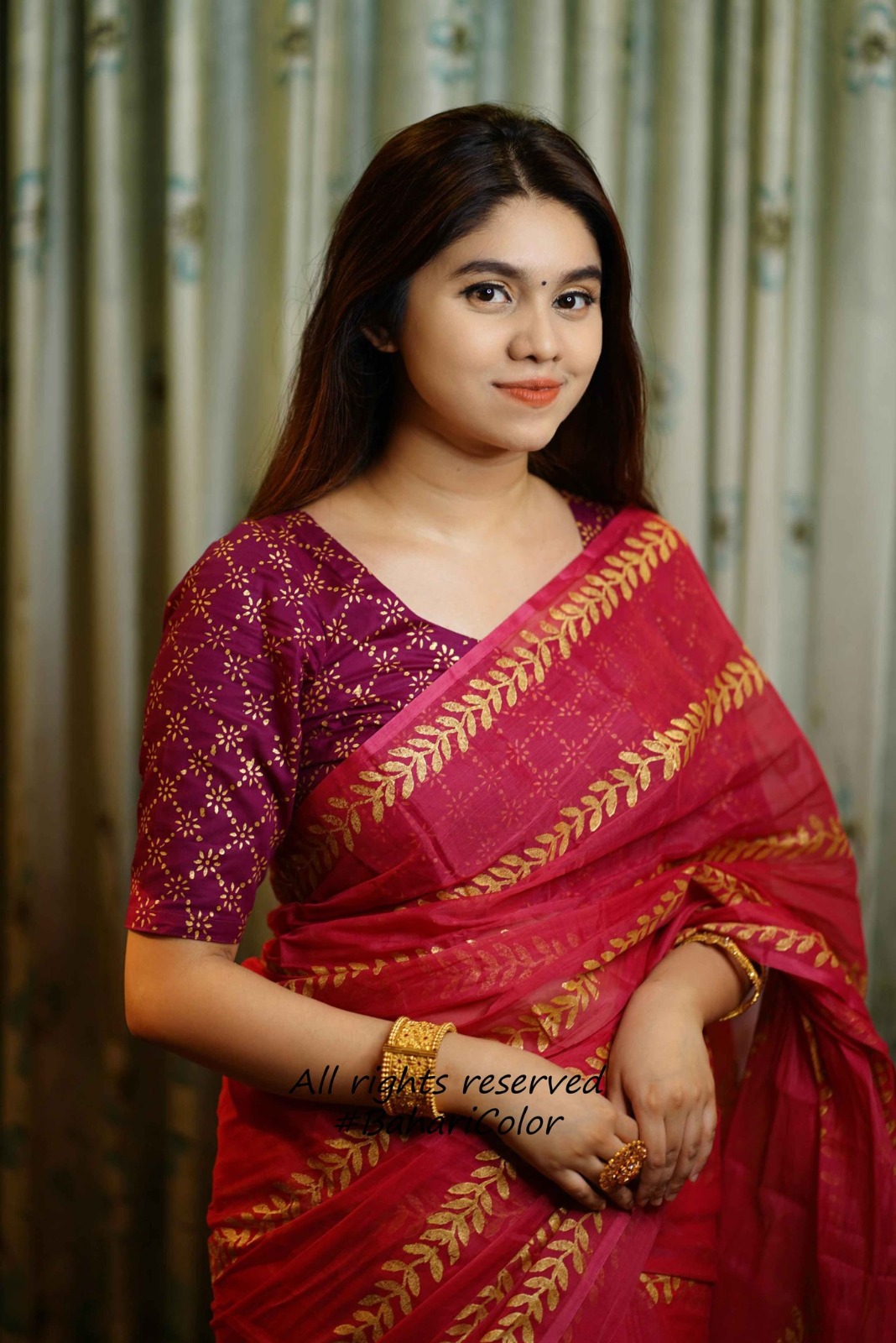 Block Print Sharee with Blouse Piece_img_3