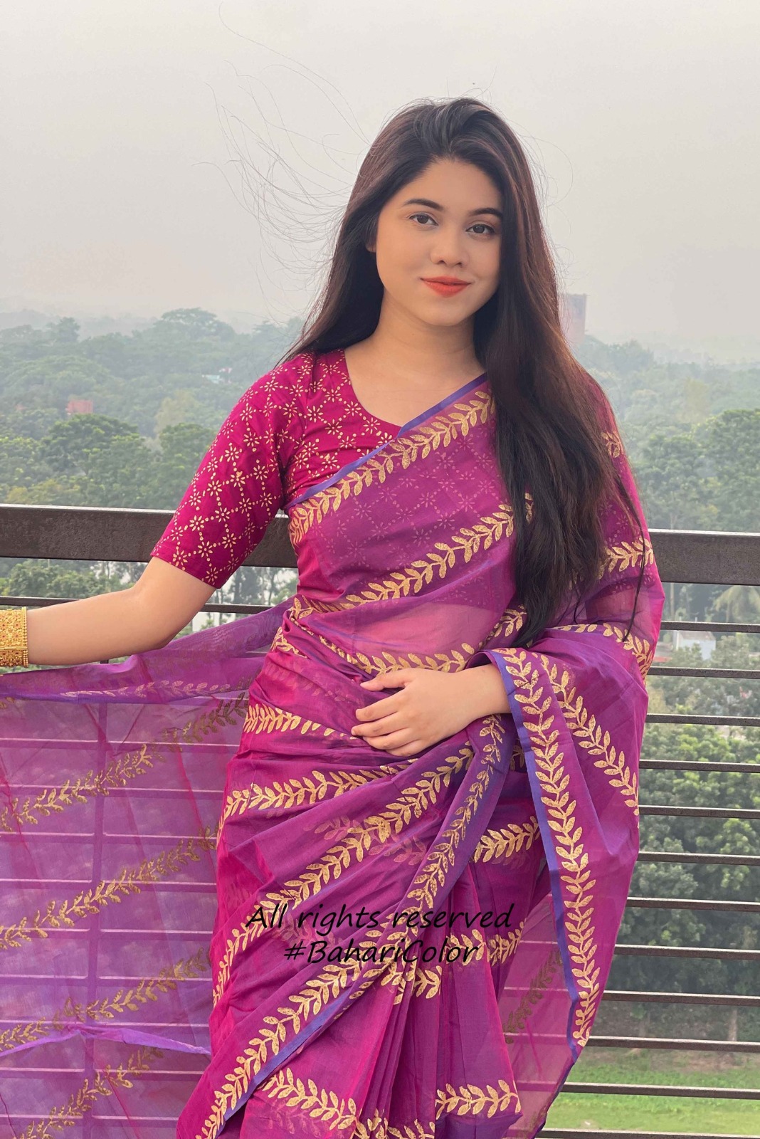 Block Print Sharee with Blouse Piece_img_1
