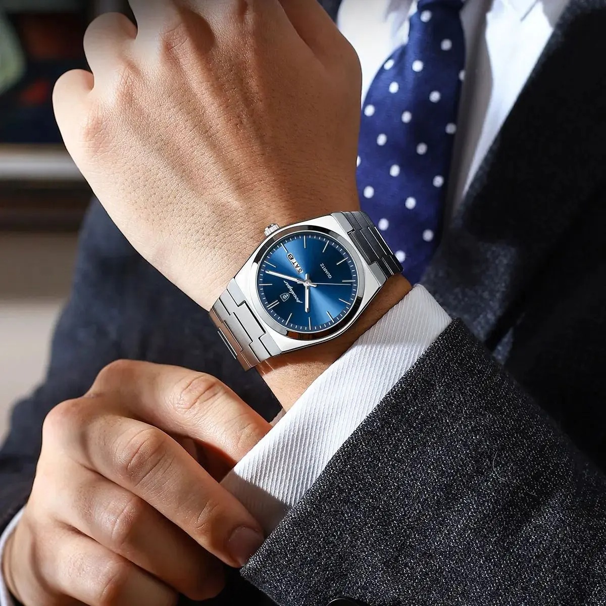 POEDAGAR 930 Men's New Luxury Luminous Date Week Stainless Steel Quartz Watch For Men_img_9