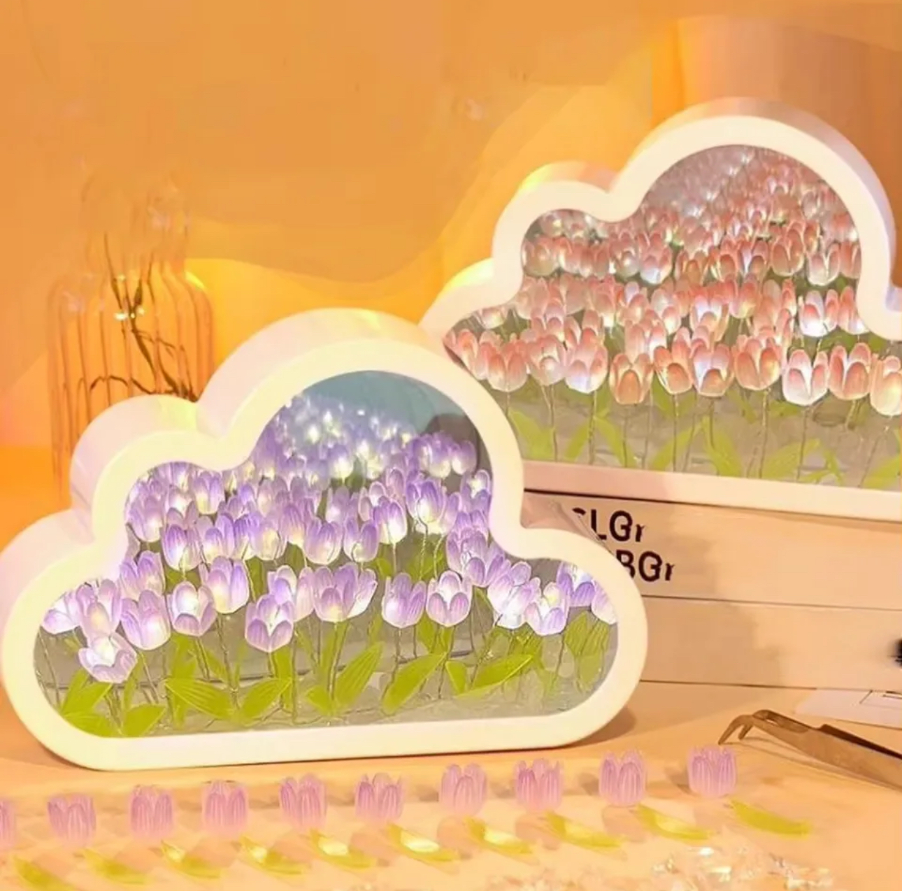 Handmade Tulip LED Night Light Mirror Table Lamp Decor_img_1