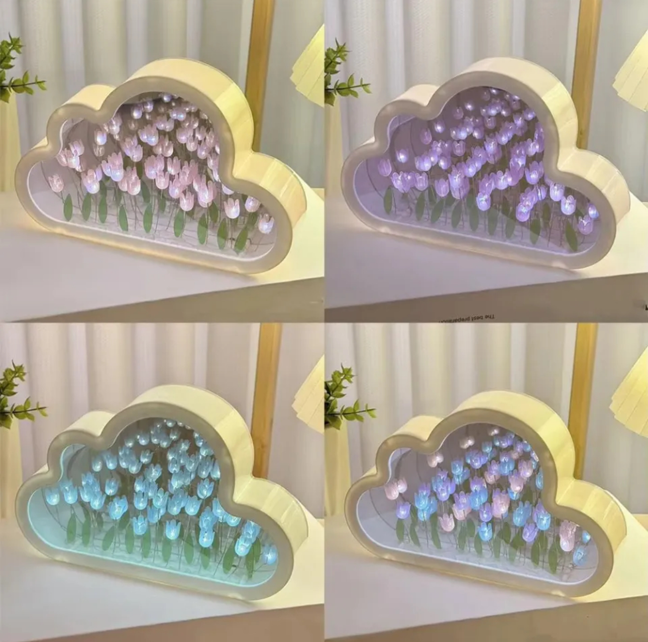 Handmade Tulip LED Night Light Mirror Table Lamp Decor_img_2
