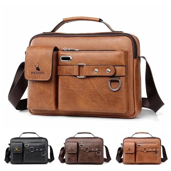 Men's Leather Shoulder Bag – Fashionable Real Cowhide Messenger & Business Travel Backpack | Price in BD_img_1