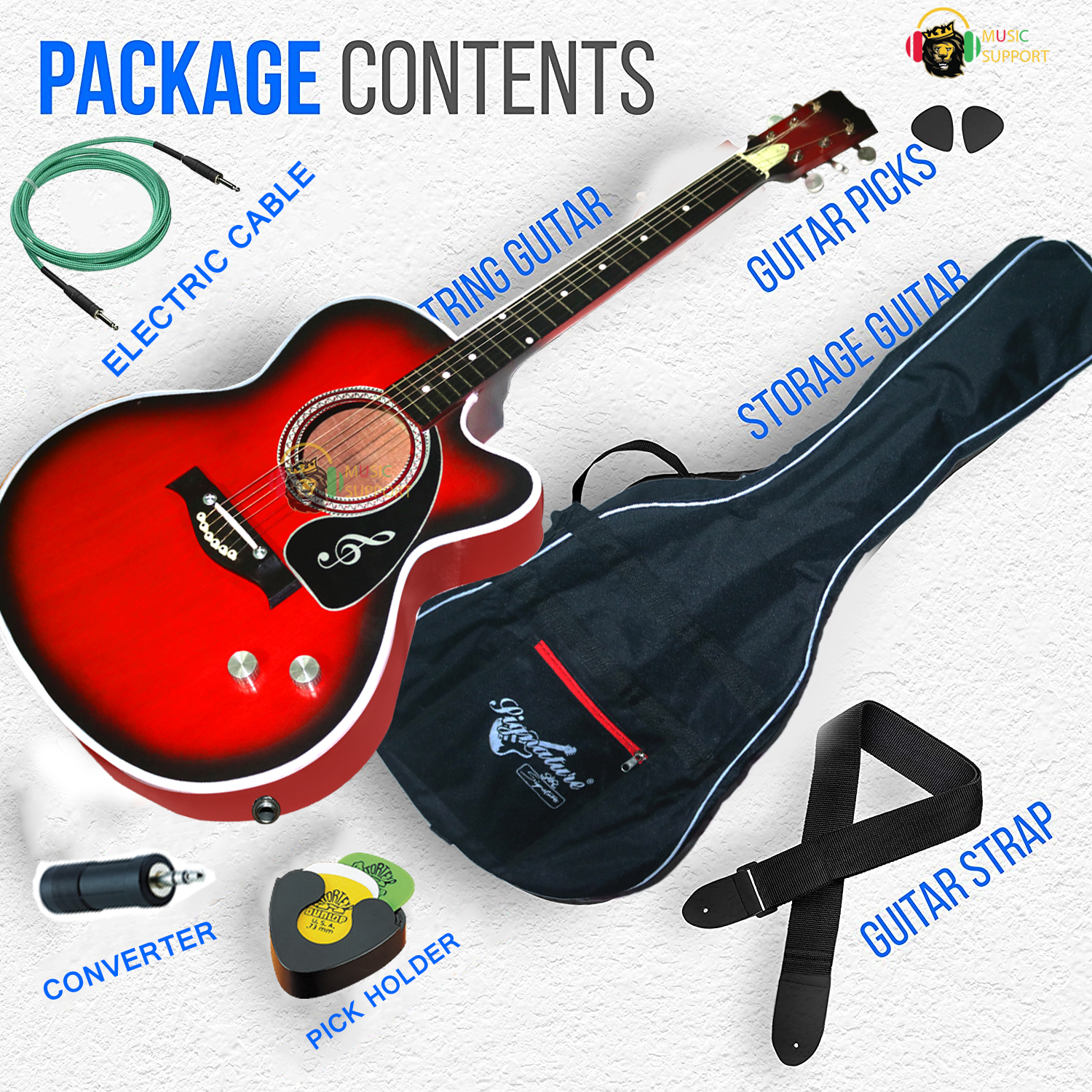 Acoustic guitar - Red color