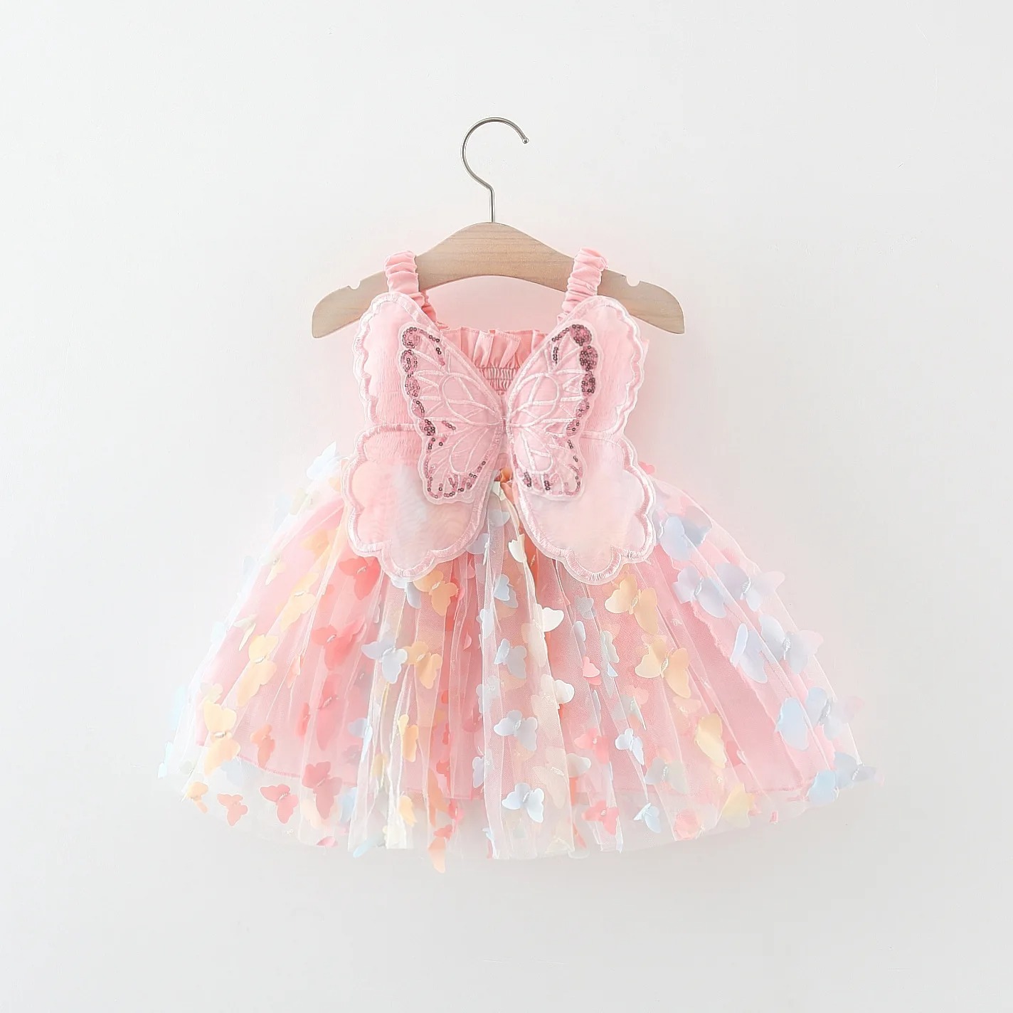 Baby Girl Butterfly Wings Fairy Sleeveless Pleated Lace Summer Dress (6 months to 3 years)_img_0