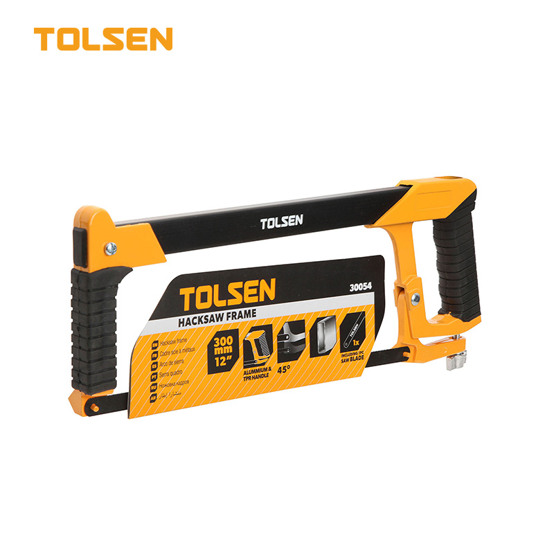TOLSEN 30054 Hacksaw Frame | 12" (300mm) | Industrial | Square Lacquered Steel Tube | Aluminium & TPR Handle | Includes Saw Blade | Model: 30054