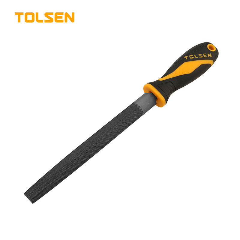 TOLSEN 32005 Steel File (Half Round), 8" (200mm), T12 Carbon Steel, TPR Handle | Model: 32005