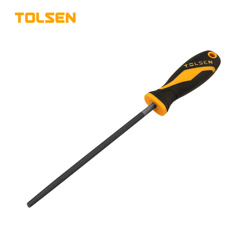 TOLSEN 32009 8" Steel File (Round), 200mm, T12 Carbon Steel, TPR Handle | Model: 32009