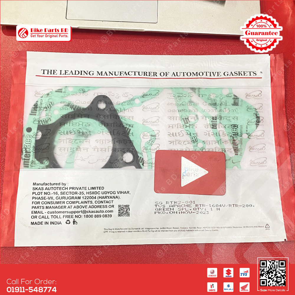 Automotive Gasket for TVS RTR 160cc 4V bike. thumbnail 2