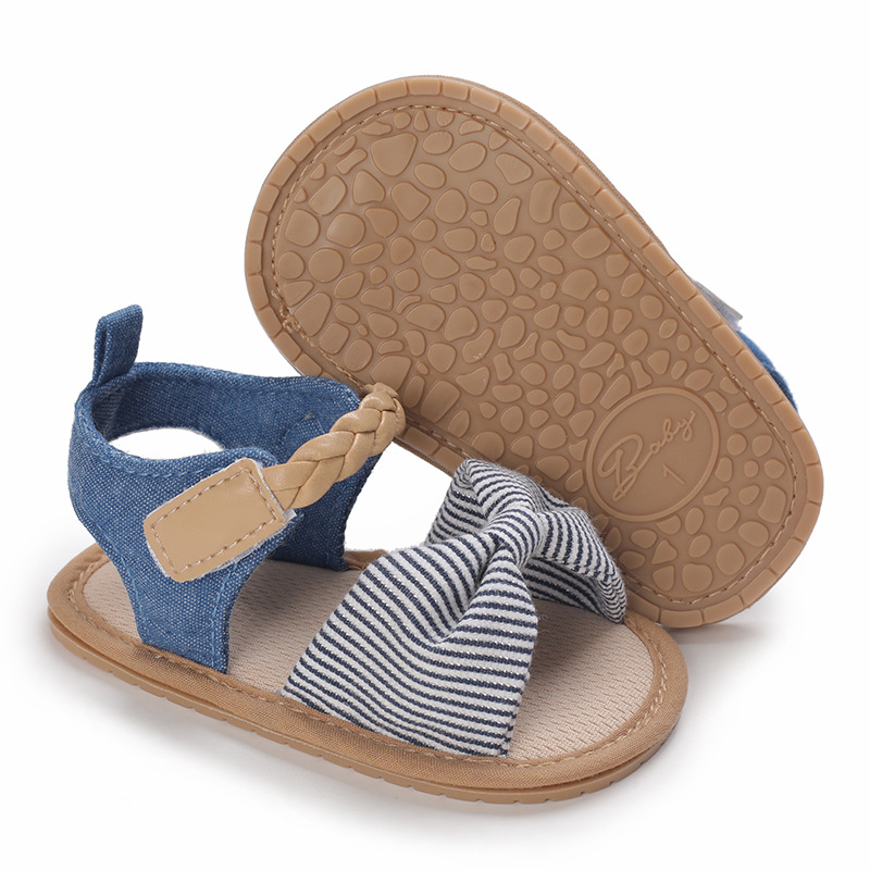Baby Girl Fashion Striped or Dots or Lace Bowknot Cute Cool Comfortable Breathable Toddler Sandal (6 - 18 months)_img_1