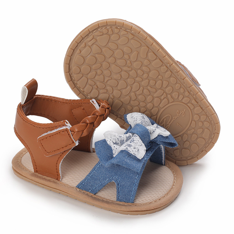 Baby Girl Fashion Striped or Dots or Lace Bowknot Cute Cool Comfortable Breathable Toddler Sandal (6 - 18 months)_img_2
