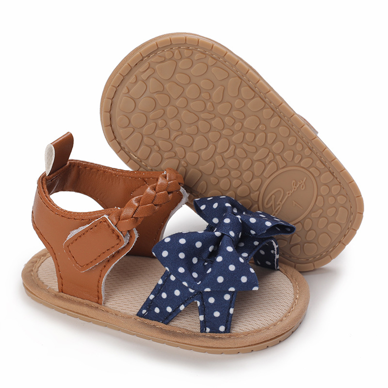 Baby Girl Fashion Striped or Dots or Lace Bowknot Cute Cool Comfortable Breathable Toddler Sandal (6 - 18 months)_img_3
