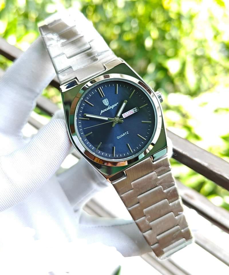 POEDAGAR 930 Men's New Luxury Luminous Date Week Stainless Steel Quartz Watch For Men - Image 1