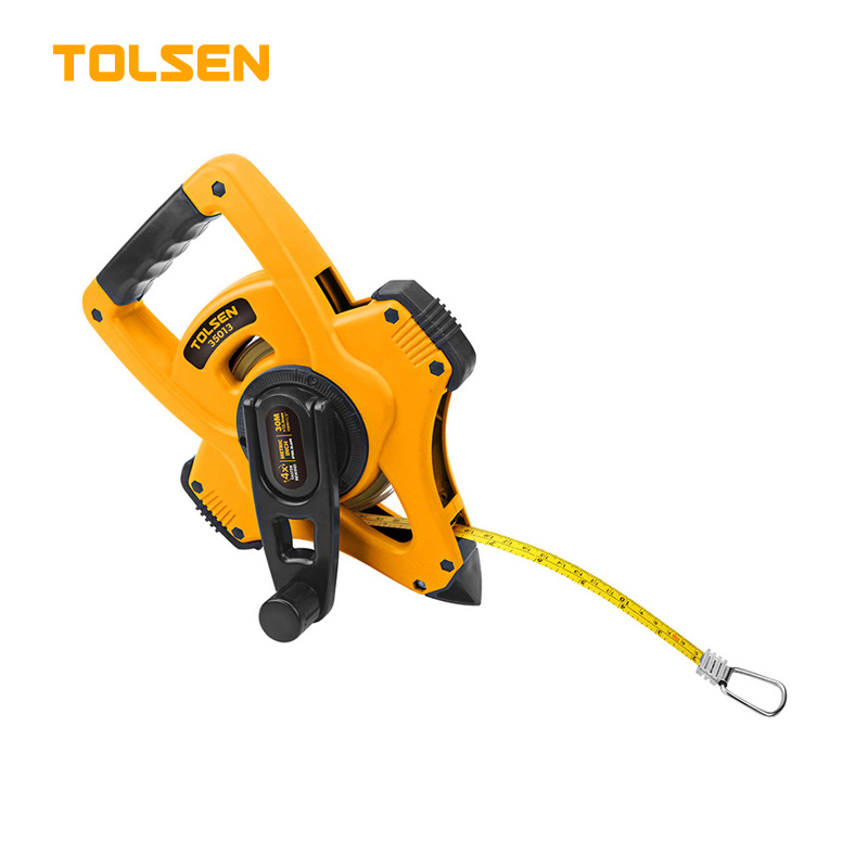 TOLSEN 35013 Steel Measuring Tape | 100ft (30m) | Metric & Inch | 4:1 Fast Rewind | Ergonomic Handle | Model: 35013_img_0