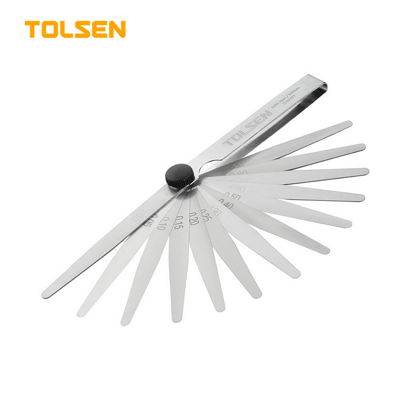 TOLSEN 35044 Feeler Gauges, 13 Blades, 0.05-1.00mm, 100mm Length, Chrome Plated Case | Model: 35044