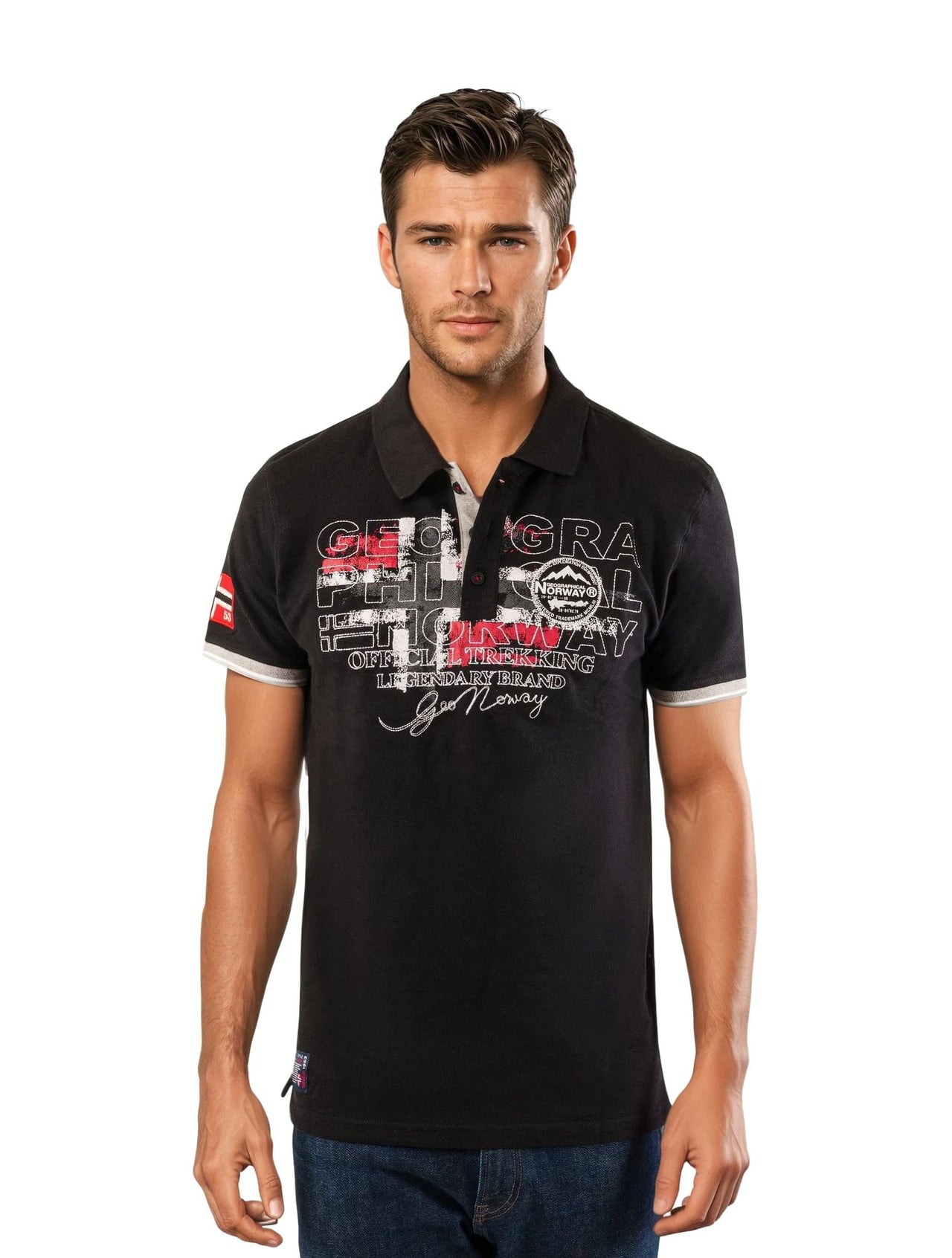 Short-sleeved polo shirt Black