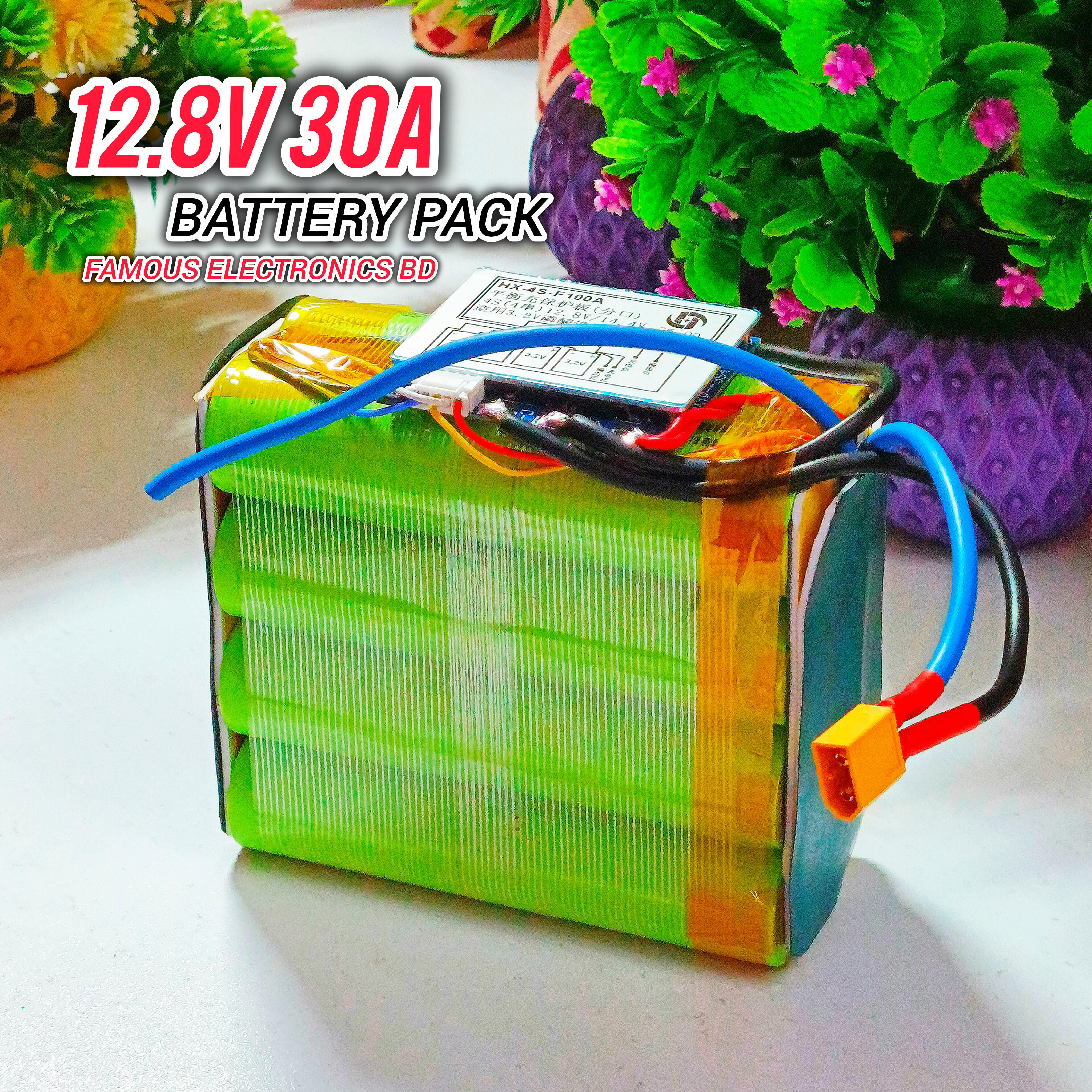 12.8V 30Ah LiFePO4 Battery Pack | 4S 100A BMS | Heavy-Duty Battery Pack
