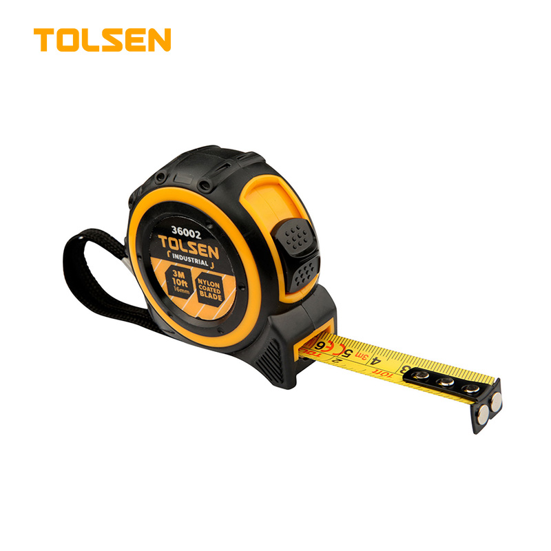 TOLSEN 36002 Measuring Tape, 3m (10ft), Metric & Inch, Magnetic Hook, ABS/TPR Case, Industrial | Model: 36002