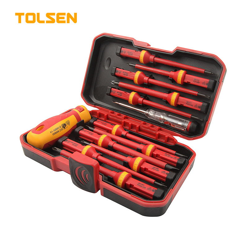 TOLSEN 38016 13Pcs VDE 1000V Insulated Screwdriver Set | Interchangeable | VDE/GS Certified | Includes Voltage Tester | Model: 38016_img_0