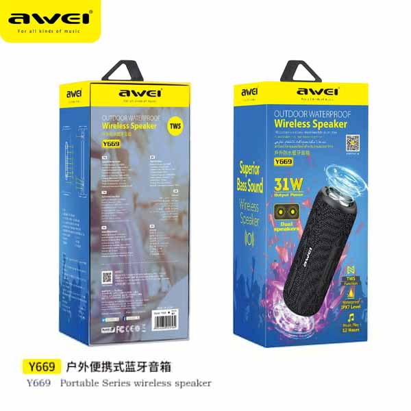Awei Y669 Bluetooth Waterproof Outdoor Dual Speaker (31W)_img_0