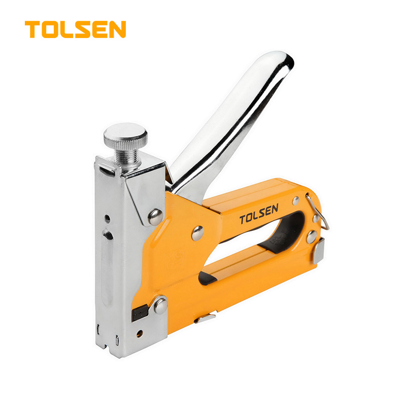 TOLSEN 43021 Heavy Duty 3 Way Staple Gun, 4-14mm, Powder Coated, Includes 200pcs Staples, Compatible with Rapid, Arrow, Esco, Model: 43021