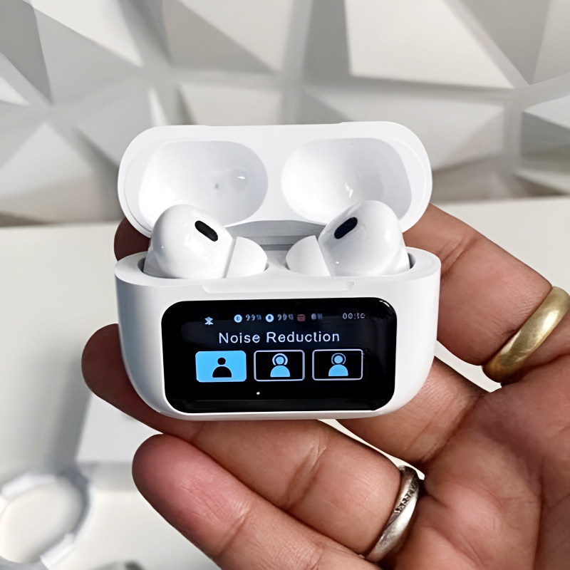 A9 Pro ANC Touch Screen Display Earbuds – White Color_img_1