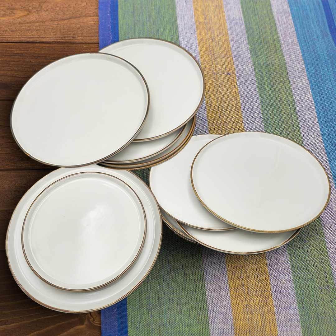 Simple & White Classic Rim Dinner Plate Set