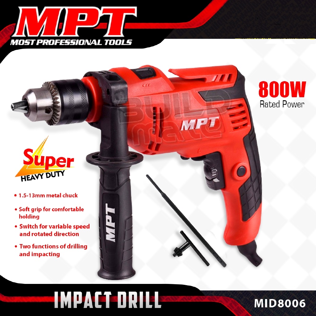 MPT Impact Drill, 800w, 13mm, Model: MID8005