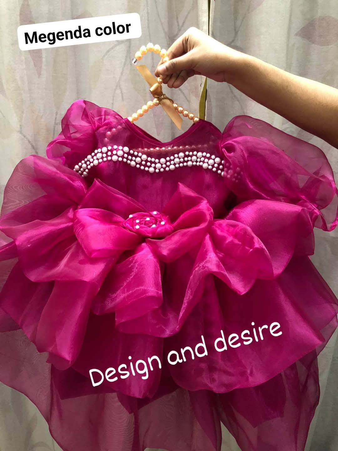 Luxury Magenta Party Dress for Baby Girls